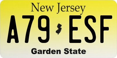 NJ license plate A79ESF