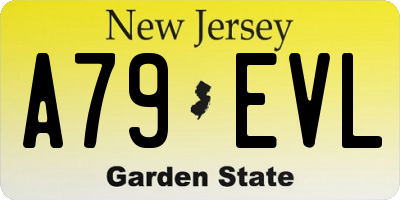 NJ license plate A79EVL