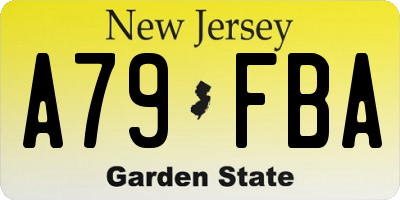 NJ license plate A79FBA
