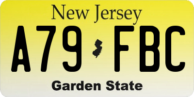 NJ license plate A79FBC