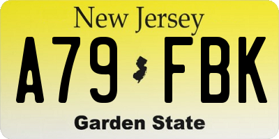 NJ license plate A79FBK