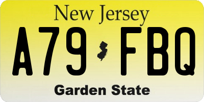 NJ license plate A79FBQ