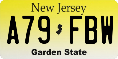 NJ license plate A79FBW