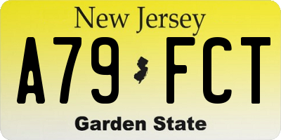 NJ license plate A79FCT