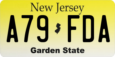 NJ license plate A79FDA