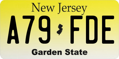 NJ license plate A79FDE