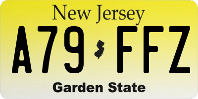 NJ license plate A79FFZ