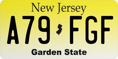 NJ license plate A79FGF