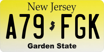 NJ license plate A79FGK