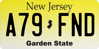 NJ license plate A79FND