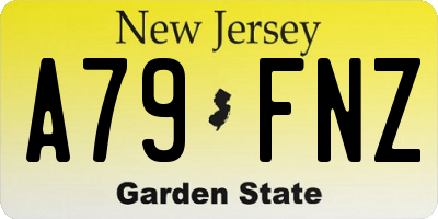 NJ license plate A79FNZ