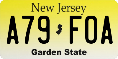 NJ license plate A79FOA