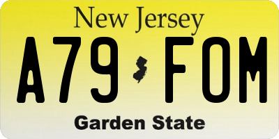 NJ license plate A79FOM
