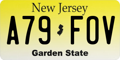 NJ license plate A79FOV
