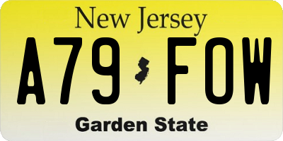 NJ license plate A79FOW