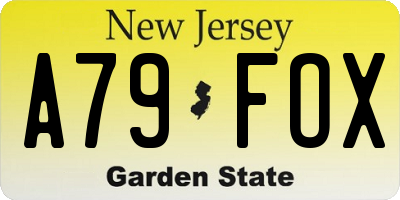 NJ license plate A79FOX