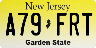 NJ license plate A79FRT