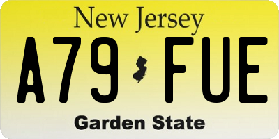 NJ license plate A79FUE