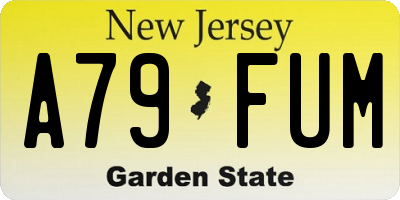 NJ license plate A79FUM