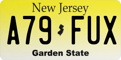 NJ license plate A79FUX