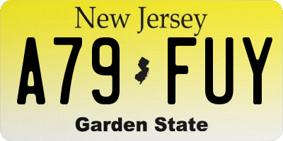 NJ license plate A79FUY