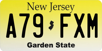 NJ license plate A79FXM