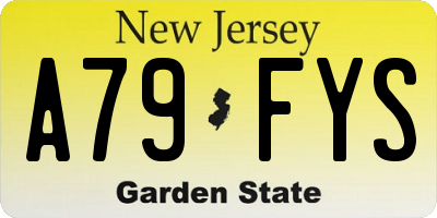 NJ license plate A79FYS