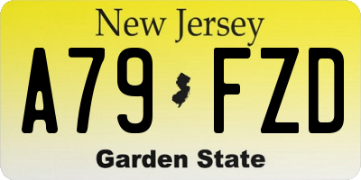 NJ license plate A79FZD