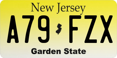 NJ license plate A79FZX