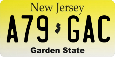 NJ license plate A79GAC