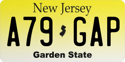 NJ license plate A79GAP