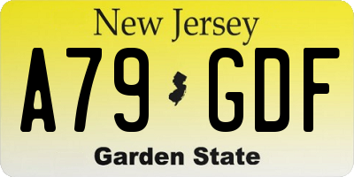 NJ license plate A79GDF