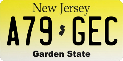 NJ license plate A79GEC