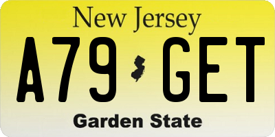 NJ license plate A79GET
