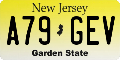 NJ license plate A79GEV