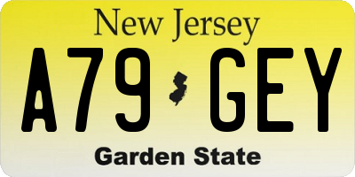 NJ license plate A79GEY
