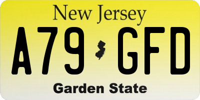 NJ license plate A79GFD