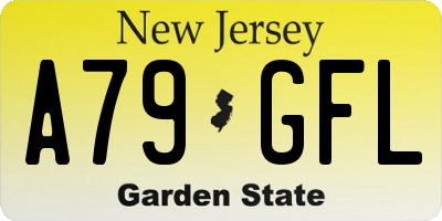 NJ license plate A79GFL