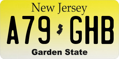 NJ license plate A79GHB