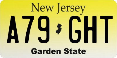 NJ license plate A79GHT