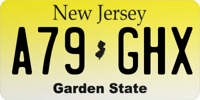 NJ license plate A79GHX