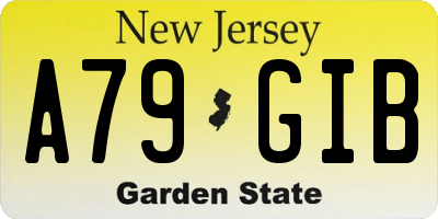 NJ license plate A79GIB
