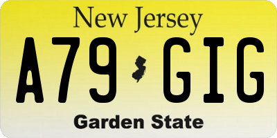 NJ license plate A79GIG