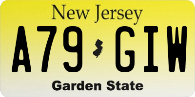 NJ license plate A79GIW