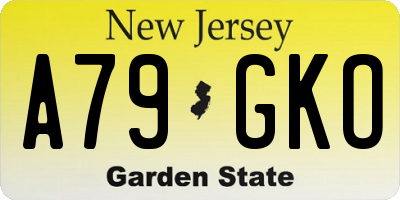 NJ license plate A79GKO