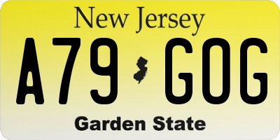 NJ license plate A79GOG