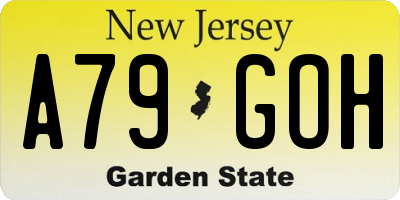 NJ license plate A79GOH