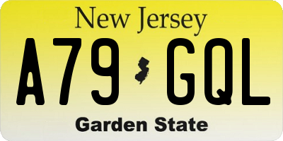NJ license plate A79GQL