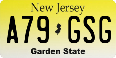 NJ license plate A79GSG