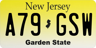 NJ license plate A79GSW